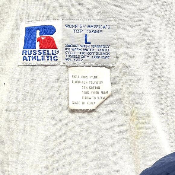 Vintage Russell Athletic Windbreaker Full Zip Jacket Navy Blue Maroon Track Sz L - Picture 5 of 10